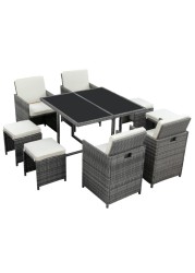 Bali 4-Seater Steel Wicker Cube Dining Set W/Cushions Generic (9 pcs)