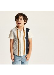 Juniors Panelled Shirt with Short Sleeves and Button Closure