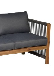 Monterrey 2-Seater Rope & Acacia Wood Sofa W/Cushions Generic (132 x 66 x 64/76 cm)