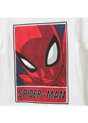 Spiderman Print T-shirt with Crew Neck and Short Sleeves