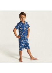 Mickey Mouse Print Shirt and Shorts Set