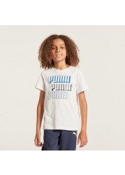 PUMA Typographic Print T-shirt with Short Sleeves