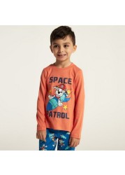 Paw Patrol Print Round Neck T-shirt and Pyjama Set