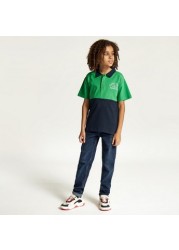 Juniors Colourblock Polo T-shirt with Short Sleeves