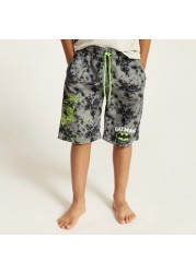 Batman Print Swim Shorts with Drawstring Closure