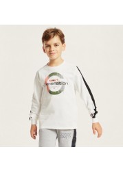 Juniors Graphic Print Pullover with Long Sleeves