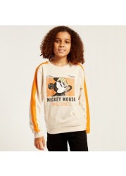 Disney Mickey Mouse Print Sweatshirt with Long Sleeves