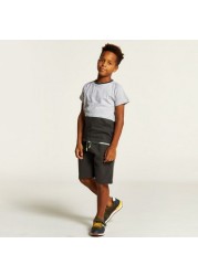 XYZ Panelled T-shirt and Mid-Rise Shorts Set