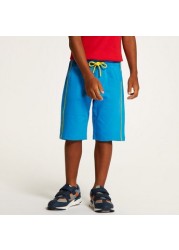 Juniors Solid Mid-Rise Shorts with Drawstring Closure and Pockets