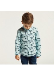 Juniors All-Over Printed Shirt with Long Sleeves