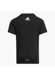 adidas Graphic Print Crew Neck T-shirt with Short Sleeves