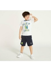 PUMA Printed Mid-Rise Shorts with Elasticated Waistband and Pockets