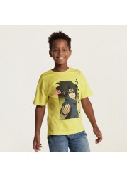 Hasbro Naruto Print Crew Neck T-shirt with Short Sleeves