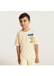 Garfield Print Round Neck T-shirt and Shorts Set