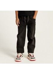 Juniors Solid Jeans with Drawstring Closure and Pockets