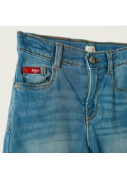 Lee Cooper Solid Denim Shorts with Pocket Detail and Button Closure