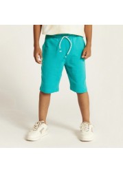 Juniors Solid Shorts with Drawstring Closure and Pockets