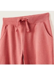 Juniors Solid Jog Pants with Pockets and Drawstring Closure