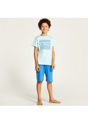 Juniors Printed Crew Neck T-shirt and Shorts Set