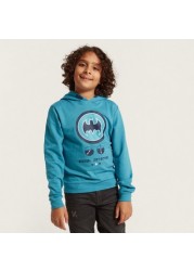 Batman Print Pullover with Long Sleeves and Hood