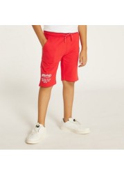 Mickey Mouse Print Shorts with Drawstring Closure and Pockets