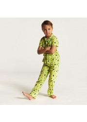 Juniors Printed Short Sleeve Shirt and Pyjama Set