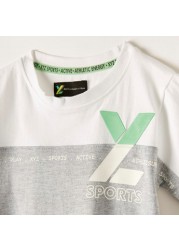 XYZ Printed T-shirt with Round Neck and Short Sleeves