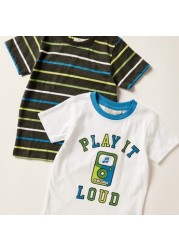 Juniors Printed Crew Neck T-shirt with Short Sleeves - Set of 2