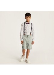 Juniors Solid Shorts with Button Closure and Suspenders