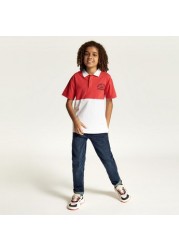 Juniors Colourblock Polo T-shirt with Short Sleeves