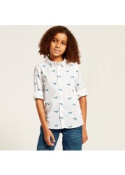 Juniors All-Over Printed Shirt with Long Sleeves