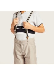 Juniors Solid Shorts with Button Closure and Suspenders