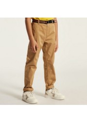 Juniors Solid Pants with Belt and Pockets