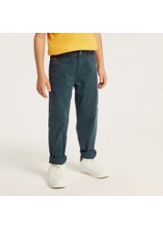 Lee Cooper Solid Denim Pants with Pockets and Button Closure