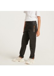 Juniors Printed Denim Pants with Pockets and Button Closure