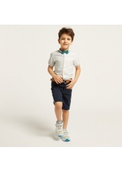 Juniors Solid Shirt with Button Closure and Bow Detail