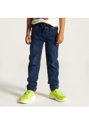 Juniors Solid Denim Pants with Drawstring Closure