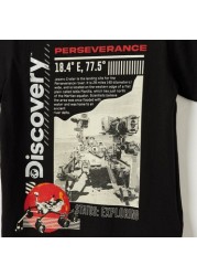 Discovery Graphic Print Crew Neck T-shirt with Short Sleeves