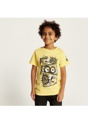 Despicable Me Print T-shirt with Crew Neck and Short Sleeves