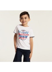 Lee Cooper Printed T-shirt with Crew Neck and Short Sleeves