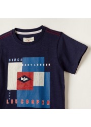 Lee Cooper Printed Crew Neck T-shirt with Short Sleeves