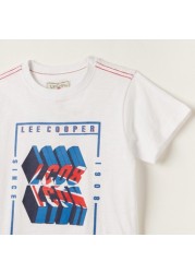 Lee Cooper Printed Crew Neck T-shirt with Short Sleeves