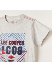 Lee Cooper Printed Crew Neck T-shirt with Short Sleeves