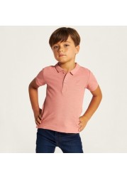 Juniors Solid Polo T-shirt with Short Sleeves and Button Closure