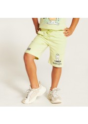 Peanuts Print Shorts with Drawstring Closure and Pockets