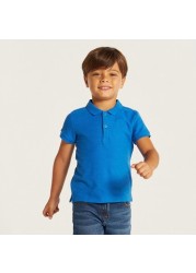 Juniors Solid Polo T-shirt with Short Sleeves