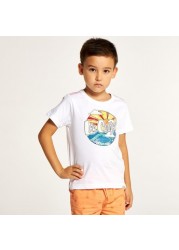 Lee Cooper Printed T-shirt with Crew Neck and Short Sleeves