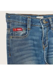 Lee Cooper Solid Denim Jeans with Pockets and Button Closure