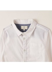 Juniors Solid Shirt with Long Sleeves and Pocket Detail