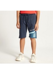 Lee Cooper Logo Print Shorts with Pockets and Drawstring Closure